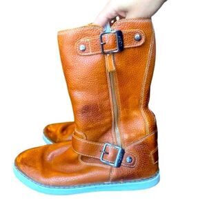 Womens Ugg Australia Boots Andra Brown Pebbled Leather 1005043 Buckle Zip 7 M US